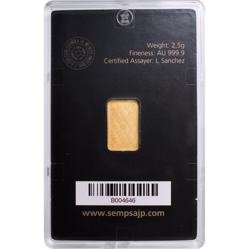 Lingote de Oro 2,5gr Sempsa