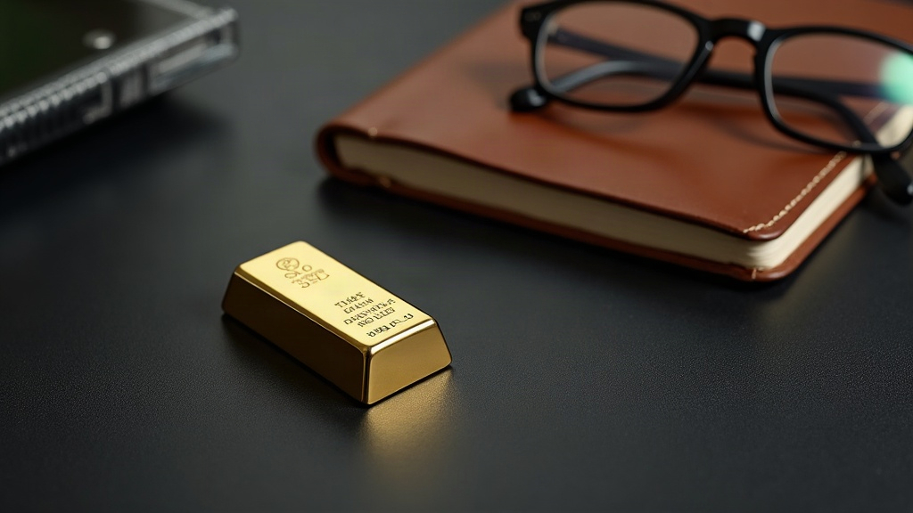 Lingote de oro de inversión junto a un cuaderno, imagen sobre cartera de inversión