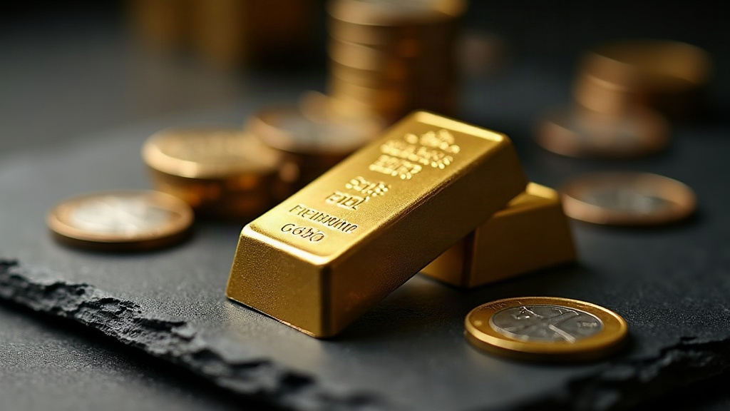 Lingotes de oro junto a monedas de euro